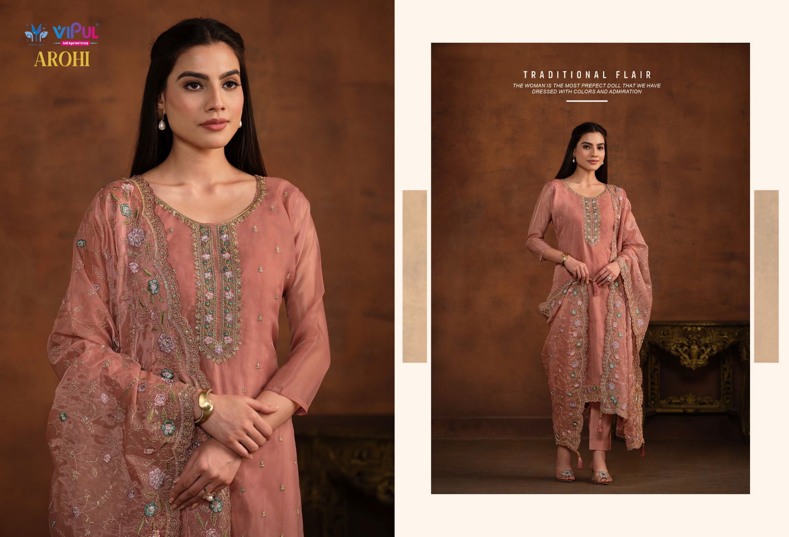 Arohi By Vipul Organza Embroidery Salwar Kameez Wholesale Price In Surat